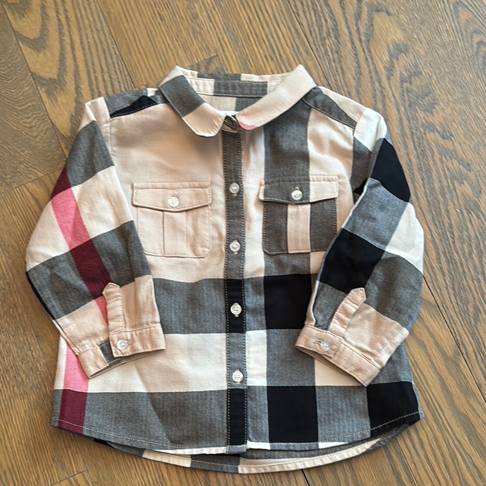 Burberry Black and Gray Button Down Shirt